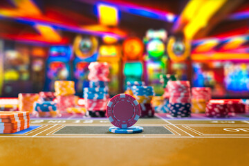 Roulette table close up at the Casino