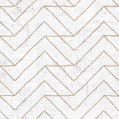 Seamless burlap with white paint pattern overlay. High quality illustration. Real burlap fabric texture with digital pattern on top for print in various surface design uses. Great for interiors.