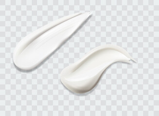 Cream texture stroke isolated on transparent background.