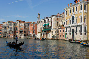 Fototapeta na wymiar Panoramic View from Rialto Market of Grand Canal in Venice