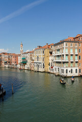 Fototapeta na wymiar Panoramic View from Rialto Bridge of Grand Canal in Venice