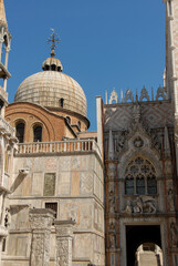 Fototapeta na wymiar Panoramic view of St Mark Square with St Mark Basilica in Venice