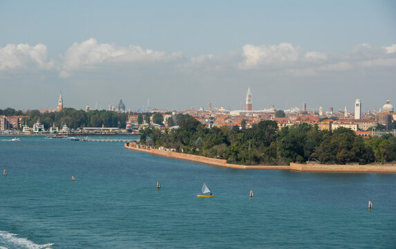 Panoramic View of the La Certosa Island and Isola di St Elena in Venice