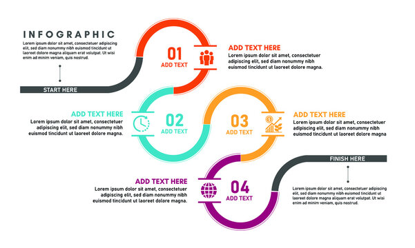 Abstract colorful business timeline workflow infographics. Corporate milestones graphic elements. Company presentation slide template. Road map and journey route infographics. Journey Infographic.