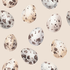 cute little quail eggs wildlife spotted egg color pattern 1 on a beige background