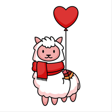 Cute Llama love theme Valentine's Day