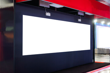 Blank mock up signboard for billboard banner display, lcd smart TV presentation at event convention...