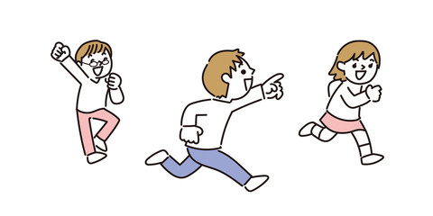 友達と一緒に走りながら遊ぶ子どもたち