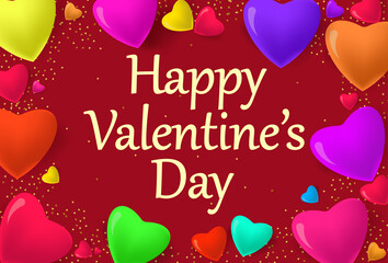 Gorgeous happy valentine's day poster or banner with colorful 3D hearts vector design