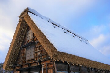 UNESCO, World Heritage Site, Shirakawago village with winter snow in Gifu prefecture, Japan , 日本 岐阜県 白川郷 合掌造り