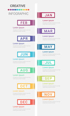 Year planner, 12 months, 1 year, Timeline infographics design vector and Presentation business.