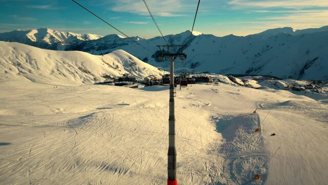 Lift cabins mountain ski resort lift snowy winter