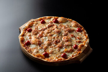 Juicy and got seafood pizza on a thin crispy dough, menu photo