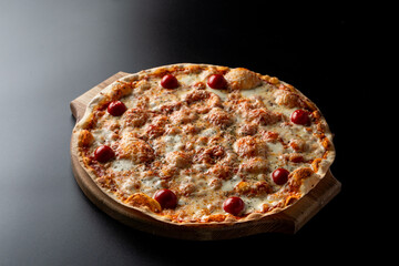 Juicy and got seafood pizza on a thin crispy dough, menu photo