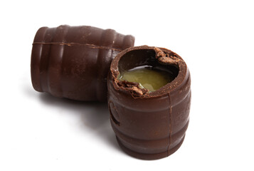 chocolate barrels with liquor isolated