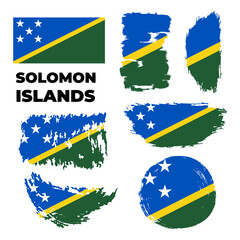 Horizontal Abstract Grunge Brushed Flag of Solomon Islands 