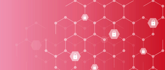  business internet cyber security connection concept in red background