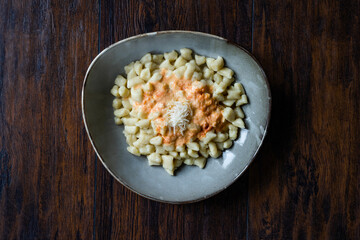 Gnocchi with Tomato Sauce and Parmesan.