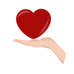 Hand with heart. Vector illustration.