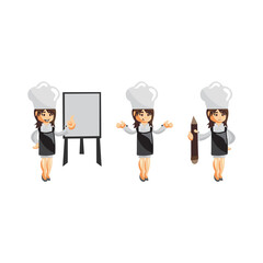 Chef Woman character Mascot creation Illustration Template Pose Set