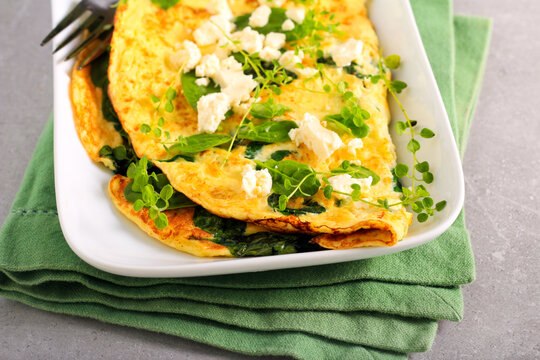 Spinach And Feta Omelette Served