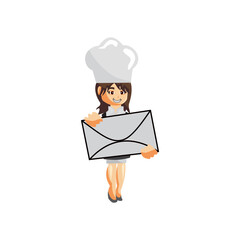 Chef woman character creation Illustration Template Pose Hold Mail