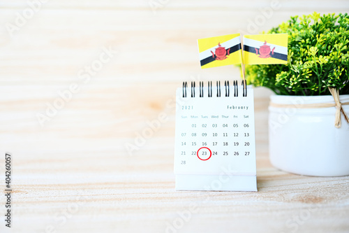 23 February calendar and Brunei flag of Concept Brunei National day