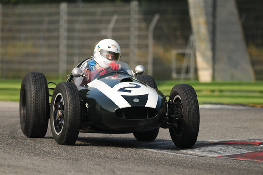 Imola Italy - 20 October 2012: unknown drive the Cooper T45 - 51 during practice session on Imola Circuit at the event Luigi Musso Historic GP 2012, Italy.