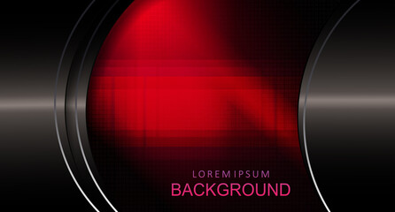 Texture composition with a gradient of red, semicircular gray curtains with a rim