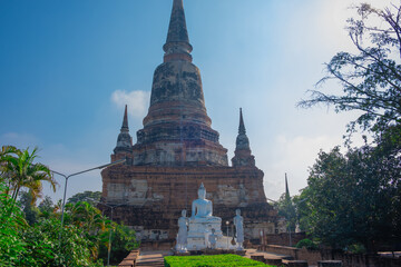 Fototapeta na wymiar Wat Yai Chaimongkol, the historical archaeological site of Phra Nakhon, Ayutthaya.