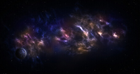 Obraz na płótnie Canvas Space background with planet and stars