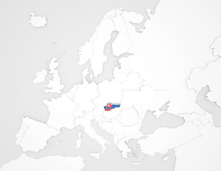 3D Europakarte auf die Slowakei hervorgehoben wird 