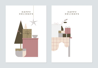 Holiday greeting template design, collage of decoration elements