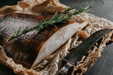 fresh smoked fish on paper