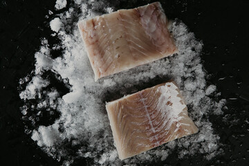 fresh fish fillet on ice