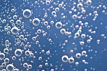 Bubbles from soda water or champagne, beer or other liquid with air, oxygen or carbon dioxide...