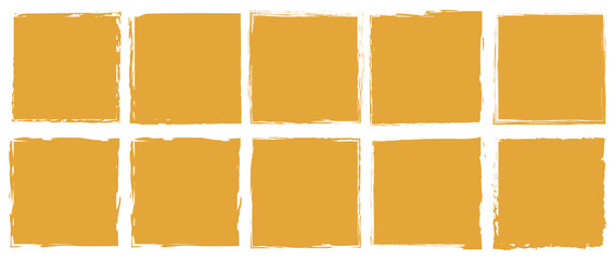 Fototapeta premium set of gold brush painted ink stamp banner on white background