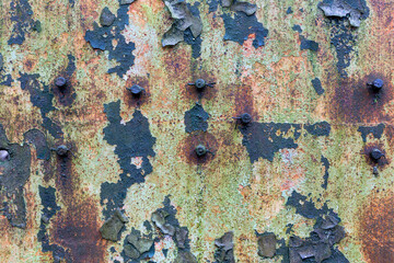Old painted metal texture with traces of rust