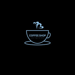 cup of coffee with hot and cold coffee coffee house and coffee shop restaurant logo vector illustration design.