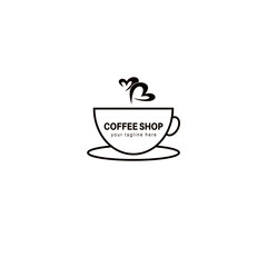 cup of coffee with hot and cold coffee coffee house and coffee shop restaurant logo vector illustration design.