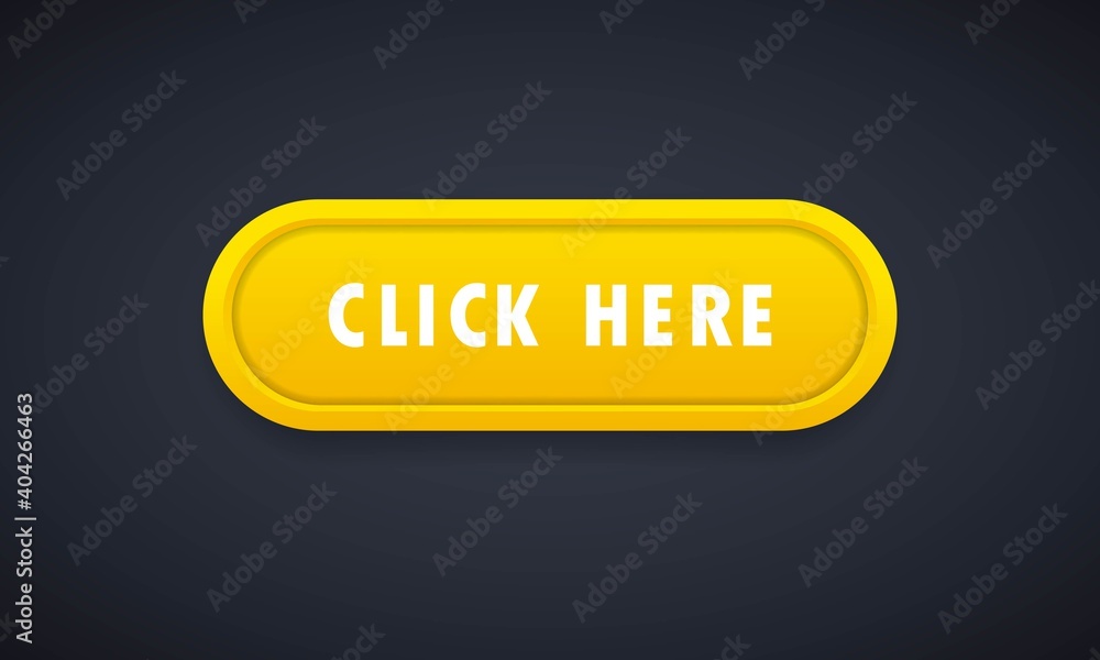 Poster click here button isolated on white background. click here icon. vector web button. vector flat cart