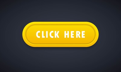 Click here button isolated on white background. Click here icon. Vector web button. Vector flat cartoon illustration for web sites and banners design
