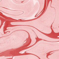 Red marble ink texture on watercolor paper background. Marble stone image. Bath bomb effect. Psychedelic biomorphic art.