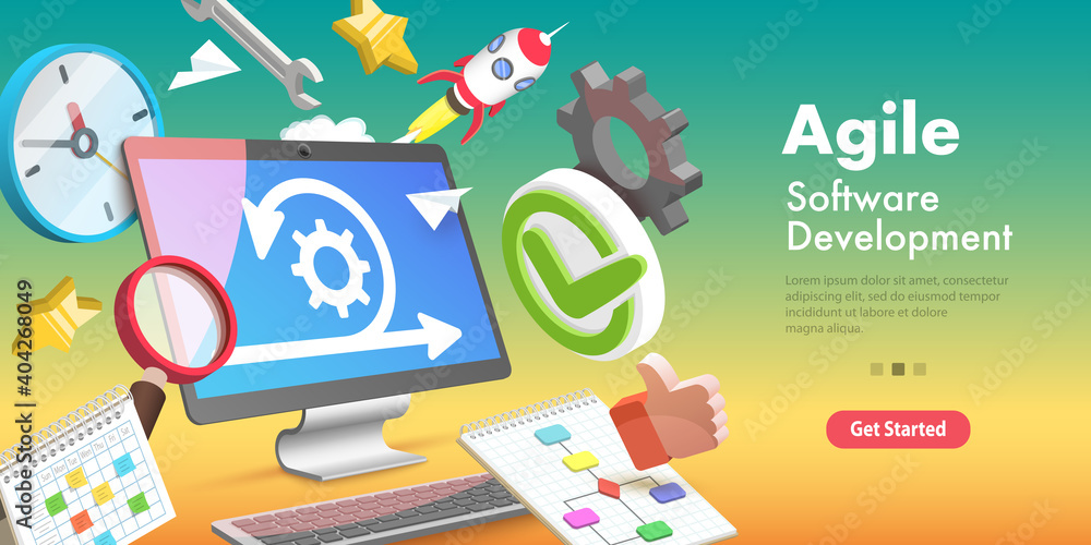 Aufkleber 3d vector conceptual illustration of agile software development methodology.