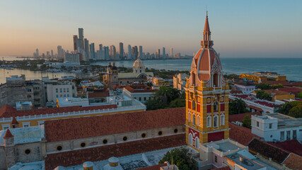 Catedral al amanecer de Cartagena de Indias, Colombia
