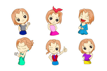 Design character cartoon anime girls any expression