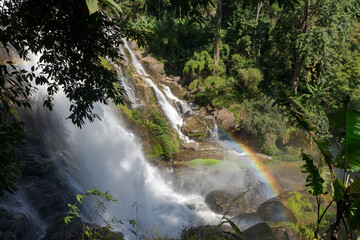 Naklejka na ściany i meble Waterfall and forest at Chiang Mai, Thailand Nov 2020.