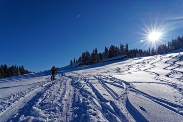 Fototapeta na wymiar skiing in the winter