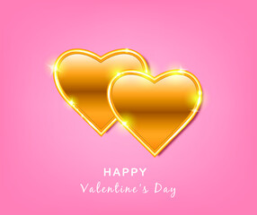 Golden Hearts. Valentine's day card.