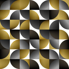 Seamless luxury simple shape vector style pattern with gold and silver color on white background.